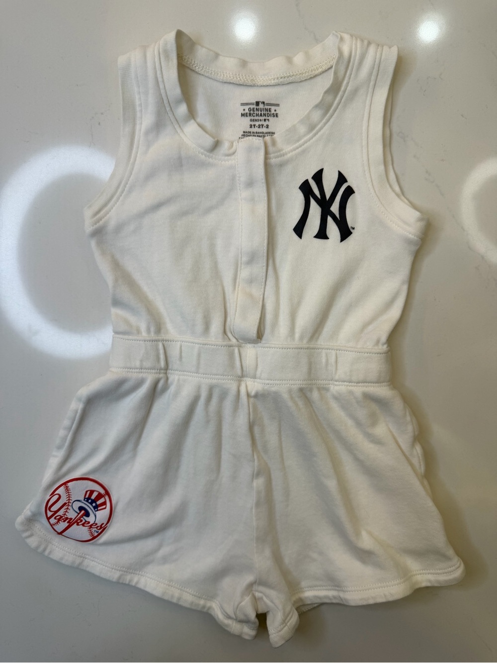 MLB White & Navy New York Yankees Girls Romper